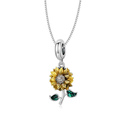 Vintage 925 Sterling Silver Sunflower Pendant Necklace