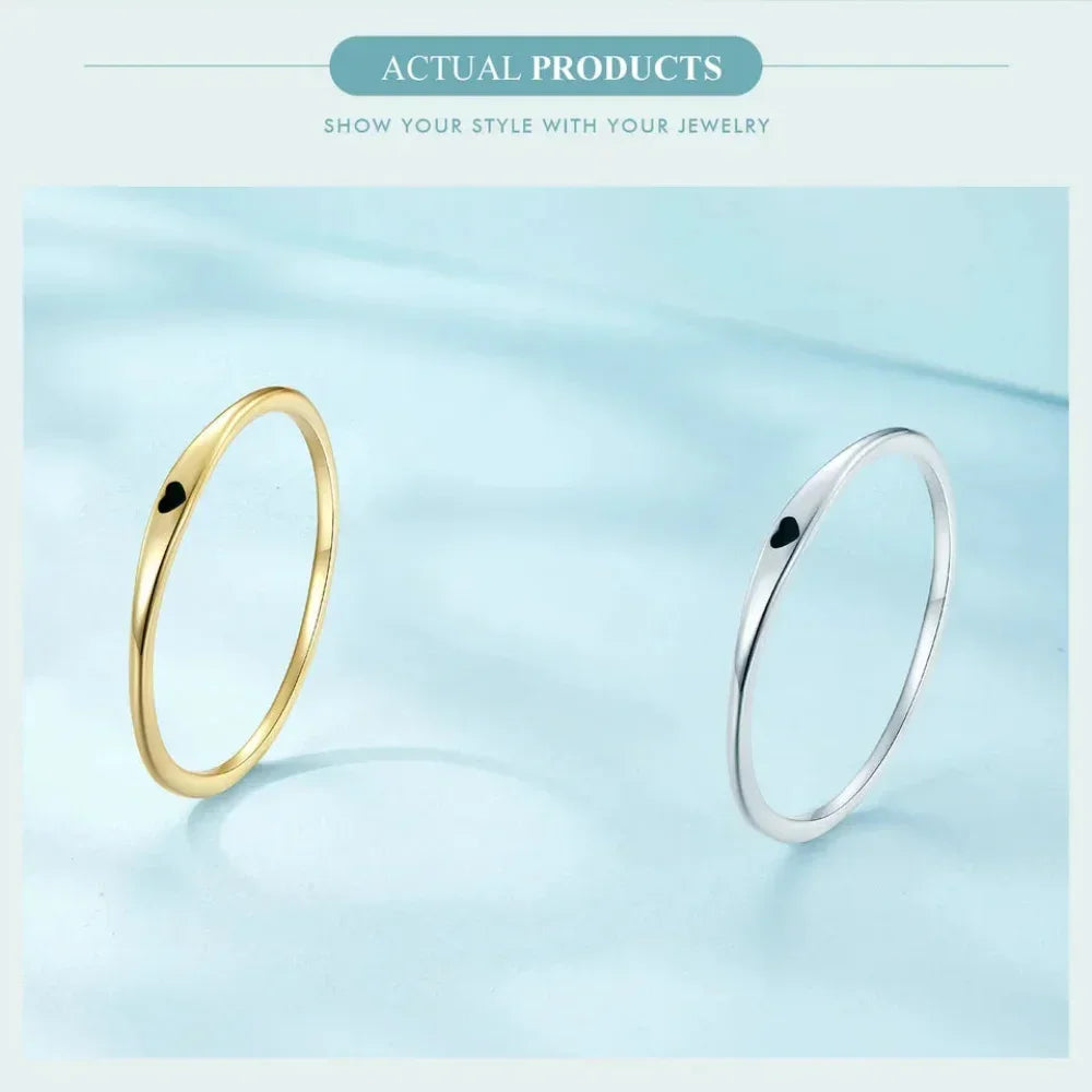 925 Sterling Silver Heart Wedding Band - Symbol Of Love, Stackable Promise Ring In 2 Colors (Size 5-10)