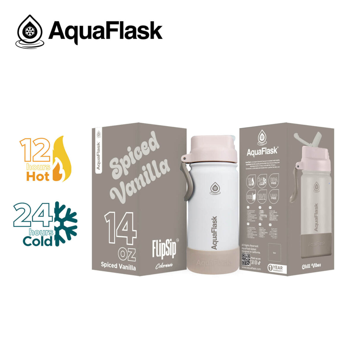 AquaFlask Kids FlipSip 414mL (14oz) Water Bottles