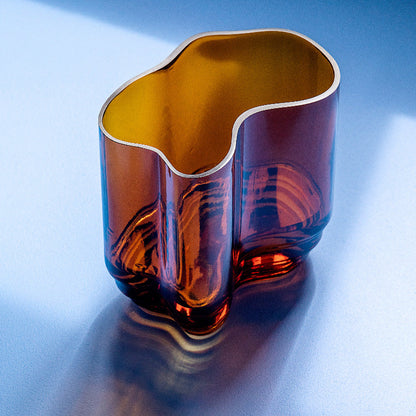 Lake Glass Vase - Mouth-Blown Amber Organic Design