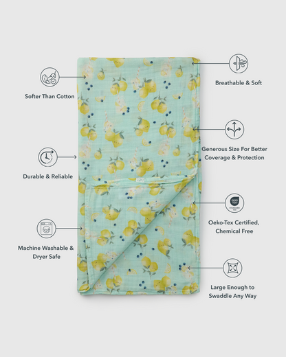 Baby Muslin Swaddle in Tanboocel® Bamboo Viscose - Lemon Squeezy
