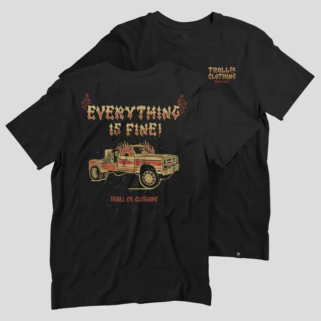 DHCM Men's Everything Is Fine Graphic T-Shirt | Durable Workwear Tee