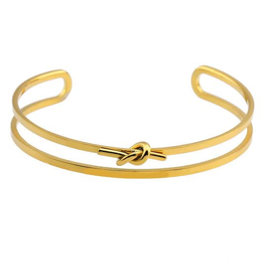 TIED: Knot Detailed Stacked Bracelet in Gold