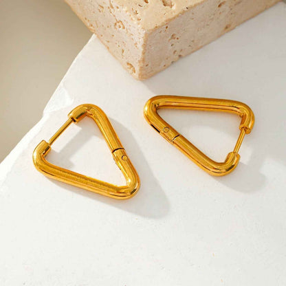 TRILO Gold: Modern Triangle Hoop Earrings - A Bold Twist on Classic Elegance