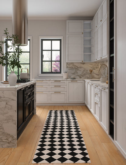 Trestres Checkered Black & Ivory Rug