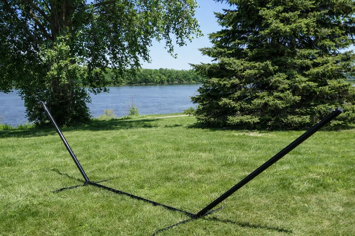 Deluxe Polyester Rope Hammock with 3-Beam Stand