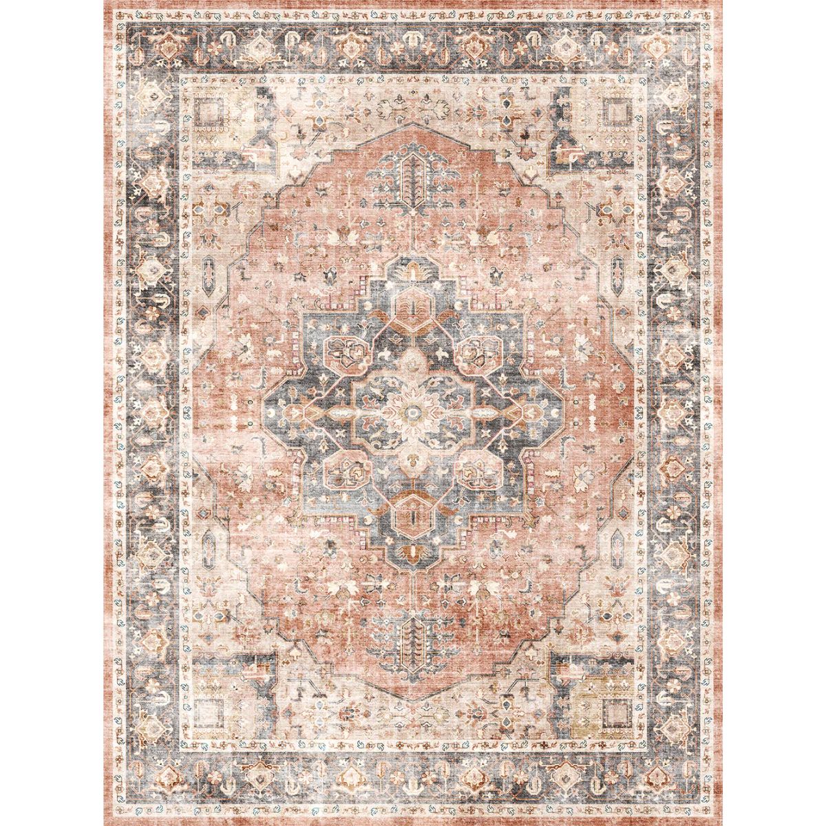Riverra Terracotta Black Rug