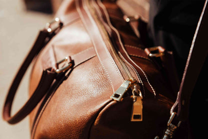The Shield Duffle- Black Full-Grain Leather Duffle Bag Made in Canada