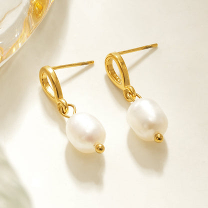 VARKONY Gold: Elegant Small Teardrop Earrings with Lustrous Freshwater Pearls
