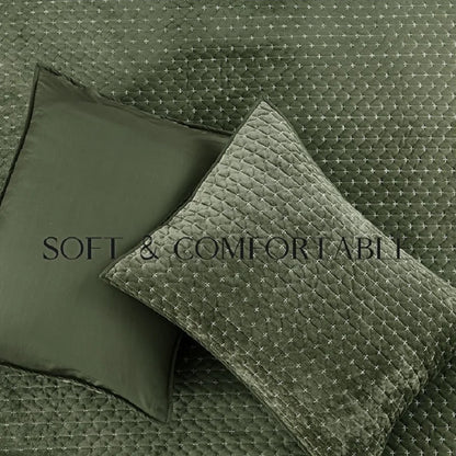 Plume 3 Pc Velvet Light Weight Quilted Comforter Set - Multiple Options
