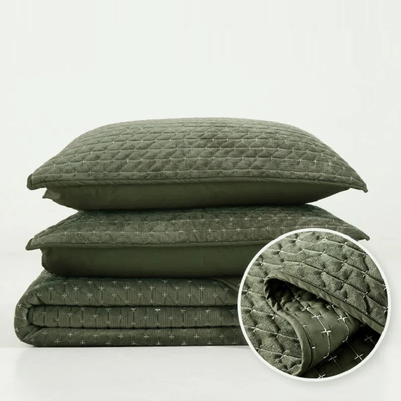 Plume 3 Pc Velvet Light Weight Quilted Comforter Set - Multiple Options