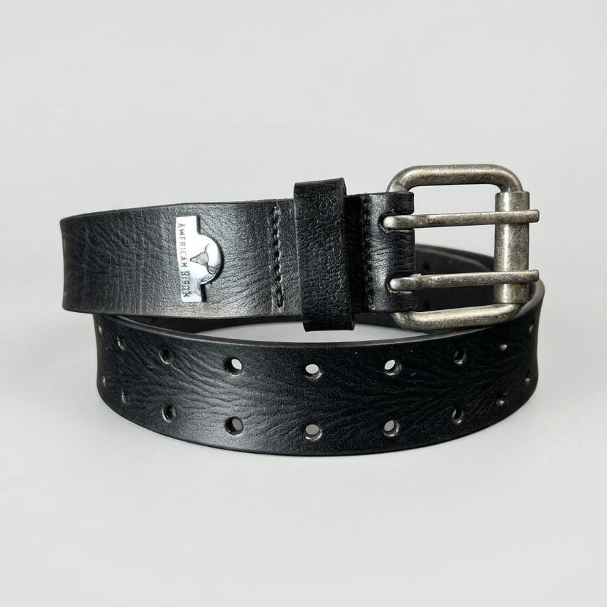 Men's Buffalo Grain Leather Belt | Dual-Prong Buckle