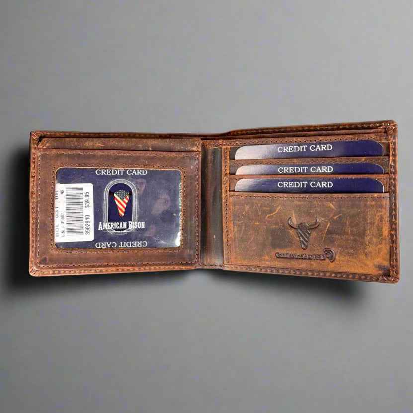Men’s Skull Embossed Bifold Leather Wallet