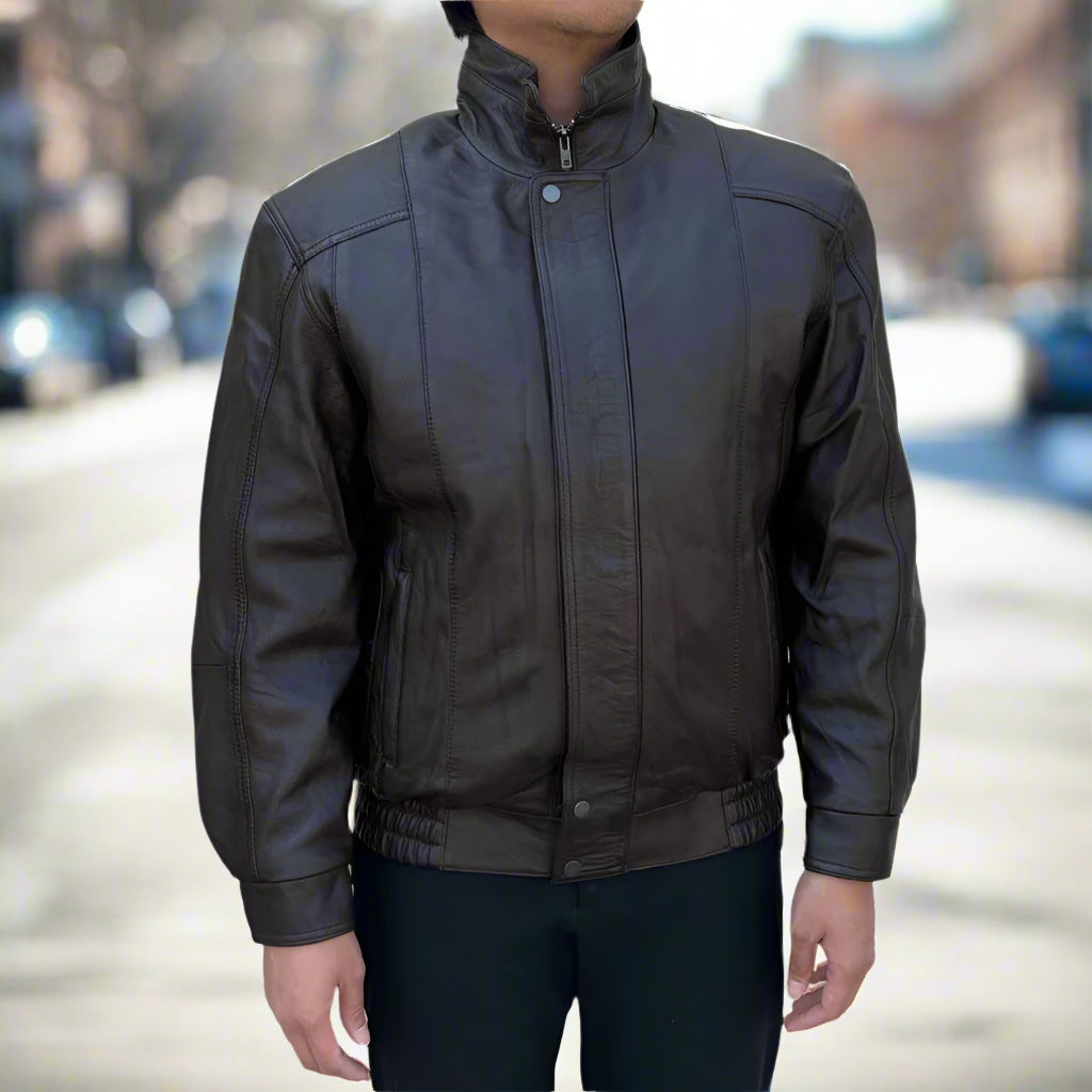 BOL Men's Double Pocket Leather Bomber Jacket | Lambskin Outerwear