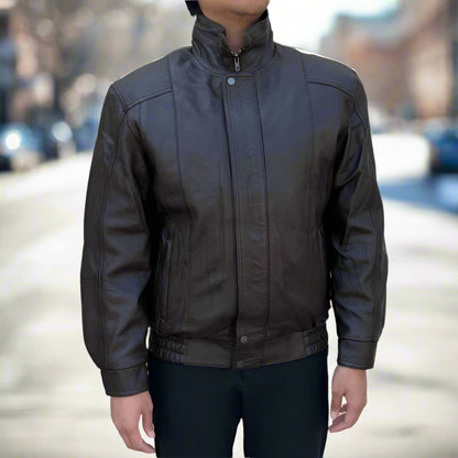 BOL Men's Double Pocket Leather Bomber Jacket | Lambskin Outerwear
