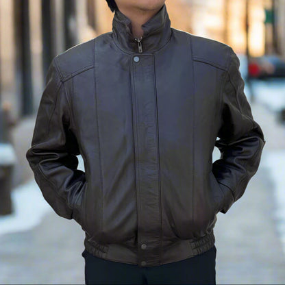 BOL Men's Double Pocket Leather Bomber Jacket | Lambskin Outerwear