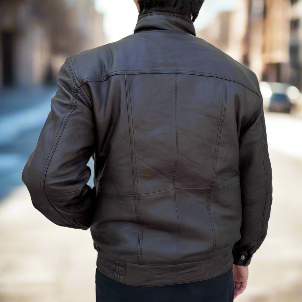 BOL Men's Double Pocket Leather Bomber Jacket | Lambskin Outerwear