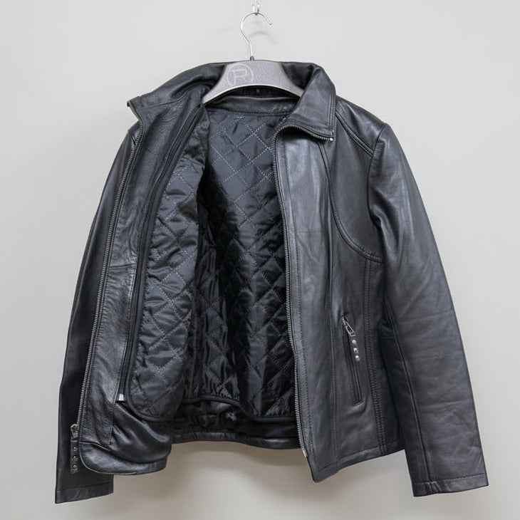 Women's Classic Sheepskin Leather Jacket with Removable Insulation