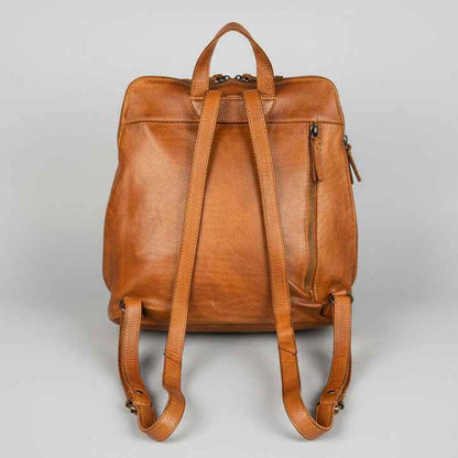 MET Classic Leather Backpack with Woven Front and Adjustable Straps