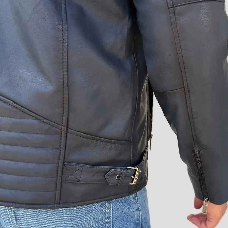 BOL Mens Bally Lambskin Leather Jacket with Removable Hood