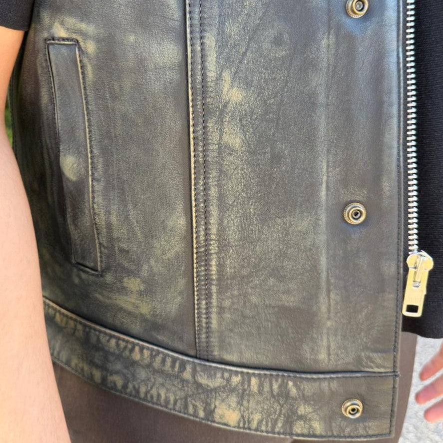 Open Road Men's Upside Leather Vest with Stitched Diamonds