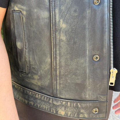 Open Road Men's Upside Leather Vest with Stitched Diamonds