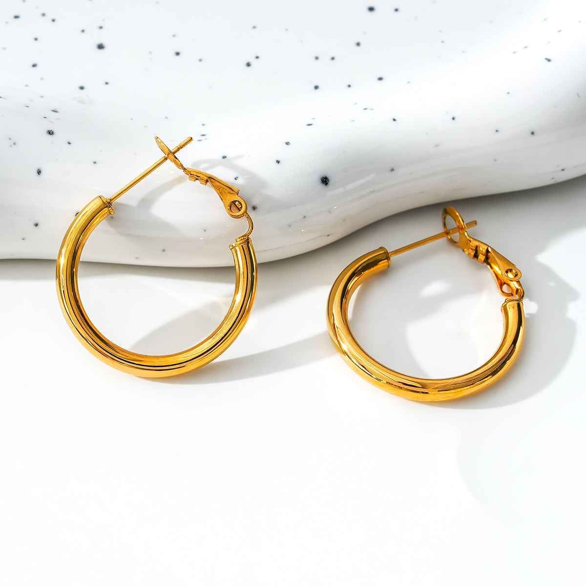 YOSHIKO Gold: Mid-Width Essential Hoop Earrings (Available in 6 Sizes: 2cm - 6cm)