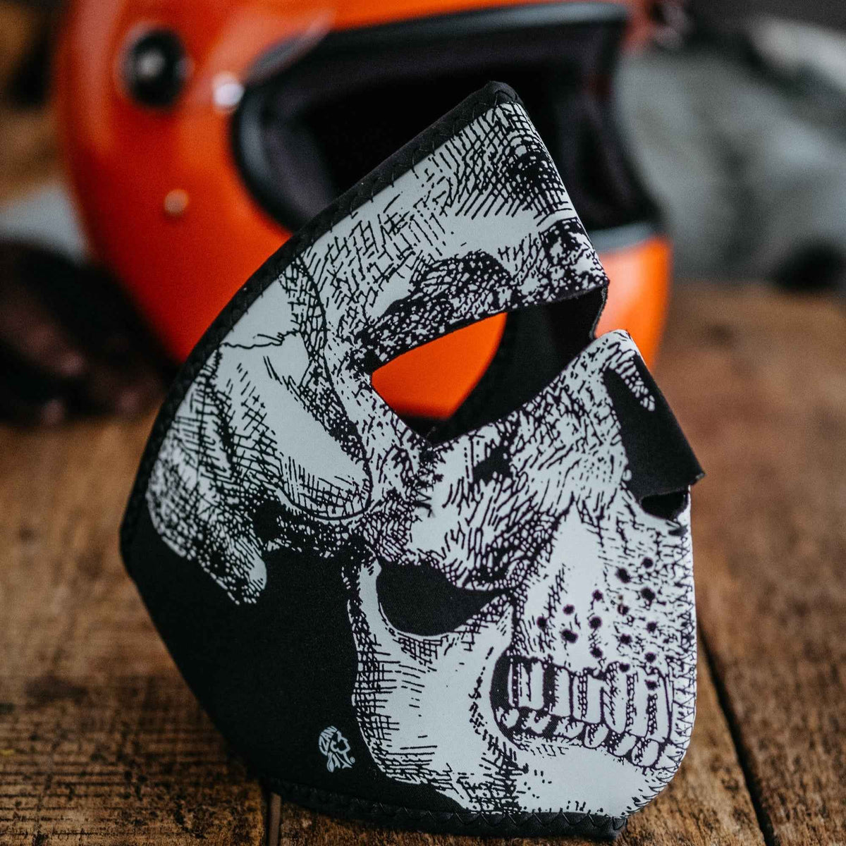 ZANheadgear Full Mask Neoprene Black & White Skull Face