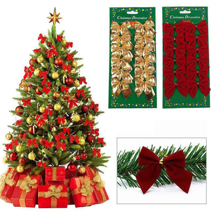 Christmas Tree Bow Ornaments, Festive Holiday Ribbon Decorations