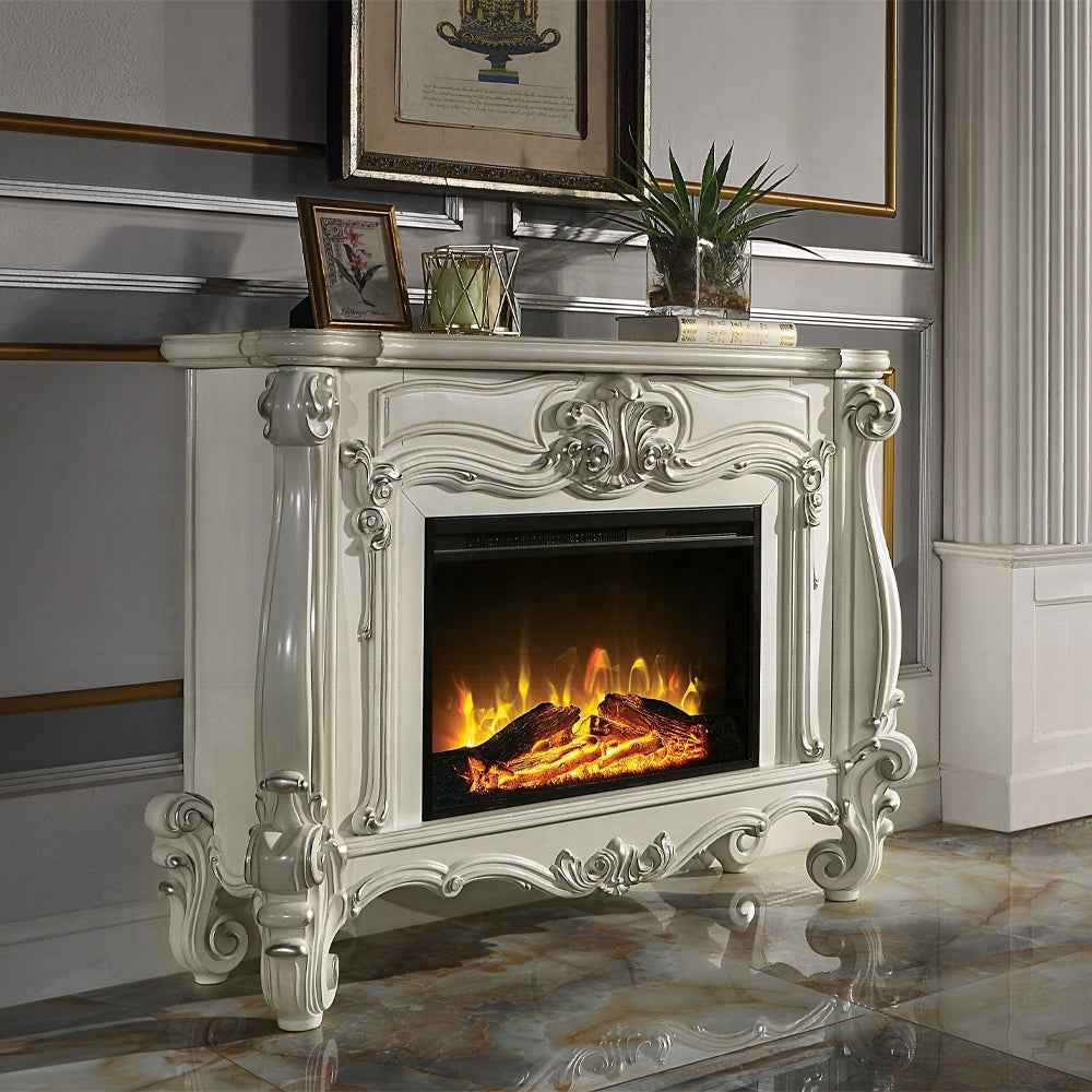 Gilded Antique Luxury Fireplace - Antique White