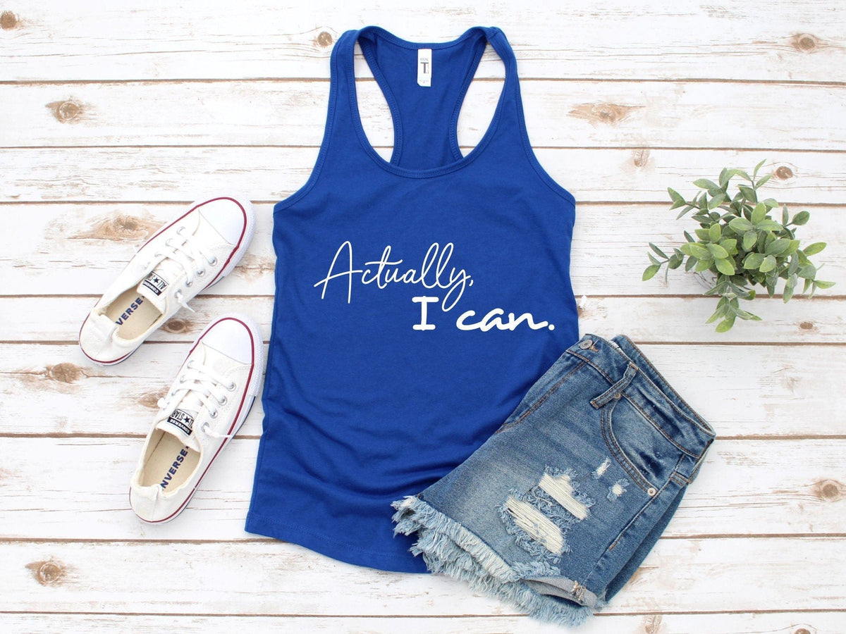 Actually I Can Racerback Tank Top