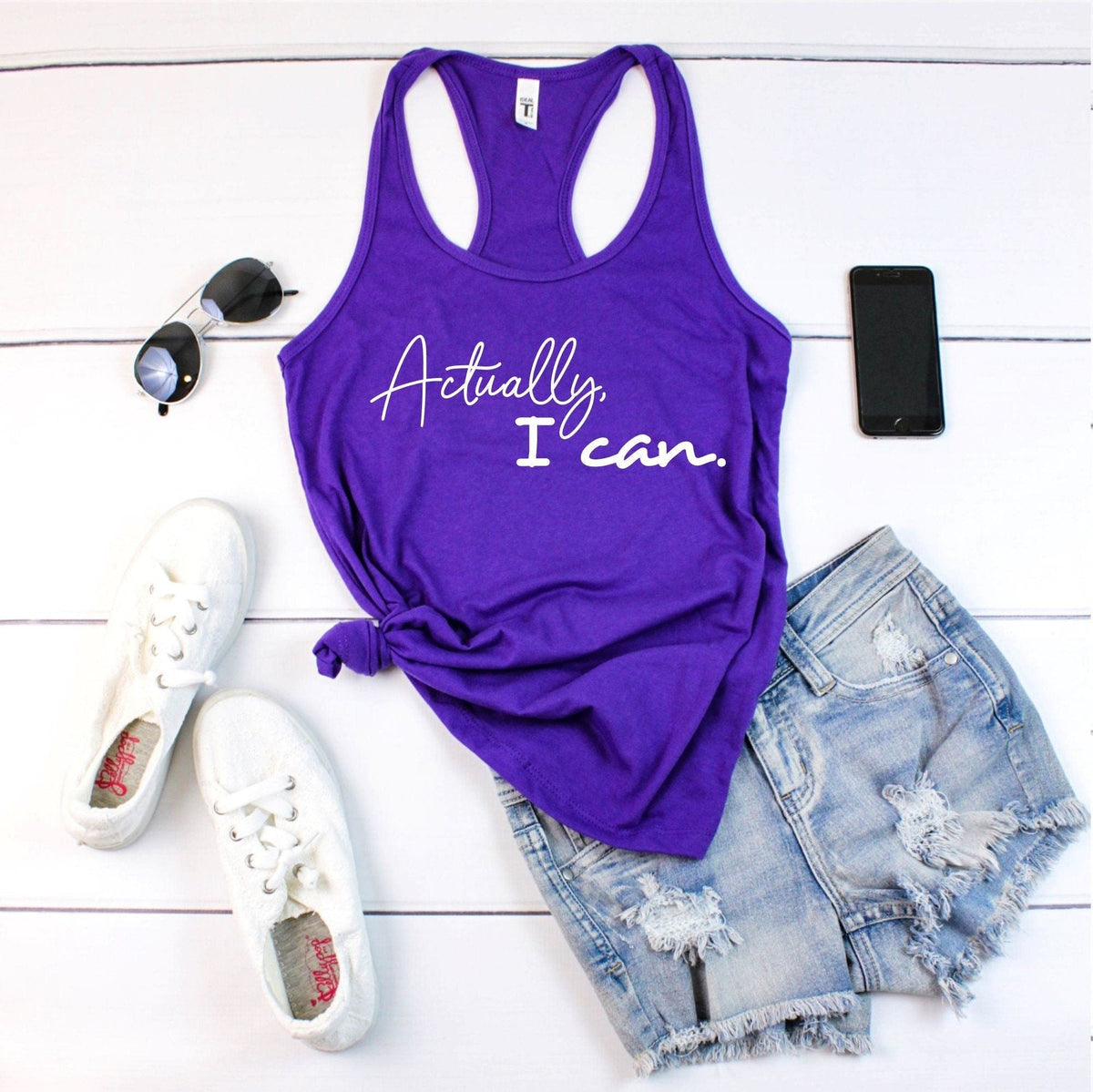 Actually I Can Racerback Tank Top