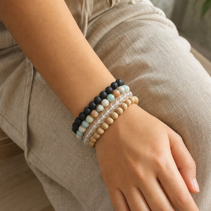 Amazonite Mixed Colour Faceted Round Bracelet - 8mm