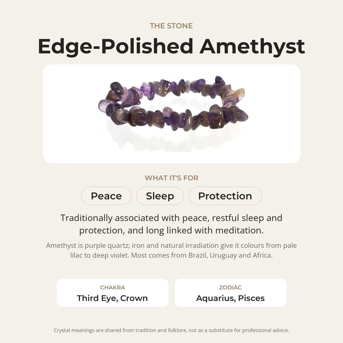 Amethyst Edge Polished Chip Bracelet