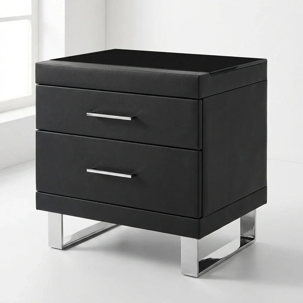 Aries Minimalist Brown Leather Bed