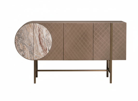 Art Deco Metallic Sideboard with Stainless Steel Base