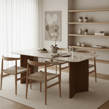 Ashton Walnut and Marble Dining Table