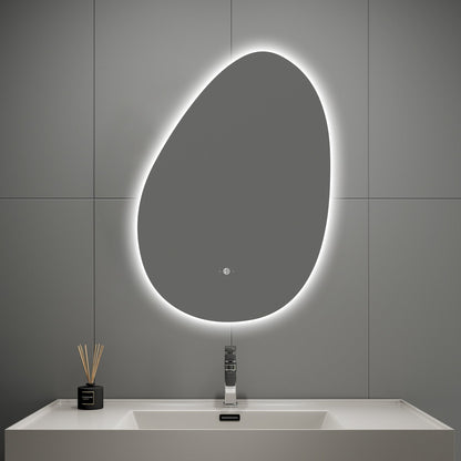 Asymmetrical Backlit LED Bathroom Mirror, Wave Sensor – 20"x28" / 24"x32"