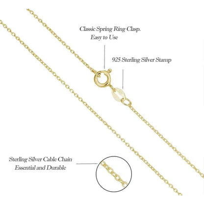Authentic Gold Color 925 Sterling Silver Basic Cable Chain Necklace - Sca016