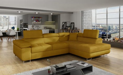 Anton Storage Sleeper Sectional Sofa - Mustard