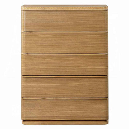 Yami 5 Drawer Tall Wooden Chest - Beige Oak