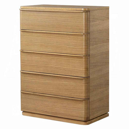 Yami 5 Drawer Tall Wooden Chest - Beige Oak