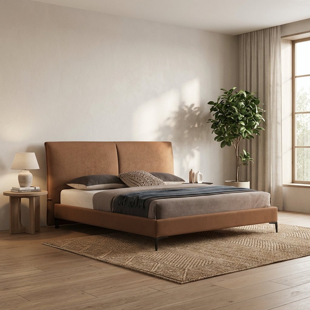 Berlin Caramel Leather Bed