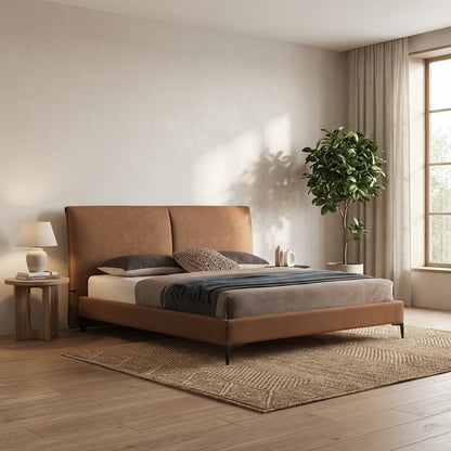Berlin Caramel Leather Bed