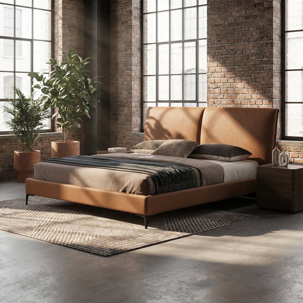 Berlin Caramel Leather Bed