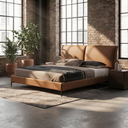 Berlin Caramel Leather Bed