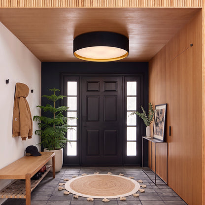 BILBAO Gold & Linen Large Flush Mount Ceiling Light for Bedroom, Hallway & Living Room