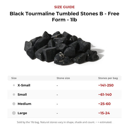 Black Tourmaline Tumbled Stones B - Free Form - 1lb