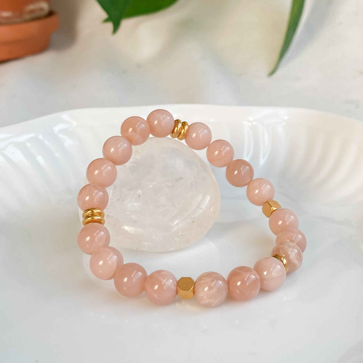 SPARKLES | Bracelet en pierre de soleil et acier inoxydable