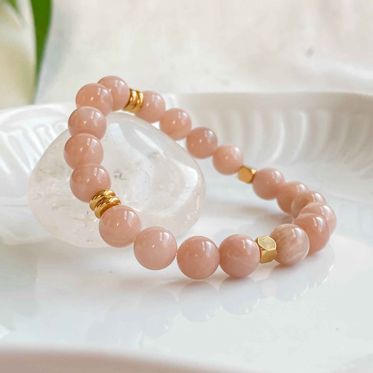 SPARKLES | Bracelet en pierre de soleil et acier inoxydable